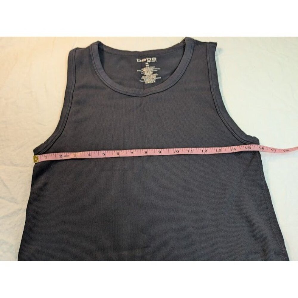 Bebe Sport women's size XL black tank top with rhinestone logo G12 - Picture 2 of 5